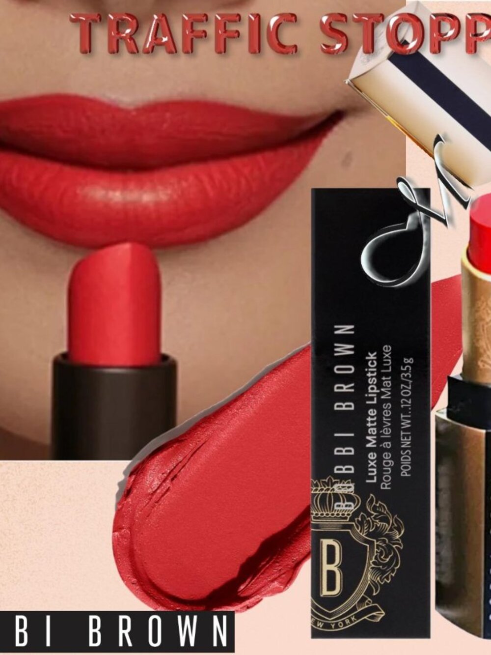 Bobbi Brown LE Luxe Matte* Lipstick ~ 825 Traffic Stopper (Scarlet) 3.5g NIB